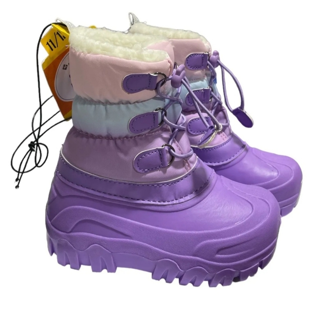 Girls Insulated Pull On Snow Boots Purple 7/8